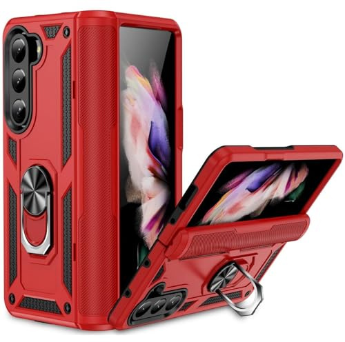 CoolGadget Outdoor Handyhülle für Samsung Galaxy Z FOLD 5 Outdoor Case, Defender-Design mit stoßfestem Rundumschutz und Ringhalter, kompatibel mit Samsung Galaxy Z FOLD 5 (7,6 Zoll), Rot