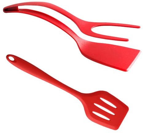 Espátula para Huevos y Tortilla, Pinzas de Silicona, Espátula de Metal, Utensilios de Cocina Indispensables