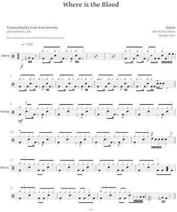 Delain - Where is the Blood: Drum Sheet Music (JDS: Delain Collection Book 18) (English Edition)
