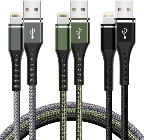 Lightning Cable, 3Pack 6FT/1.8M iPhone Charger Cable MFi Certified Braided Charger Cord For iPhone 14/13/12/11 Pro Max XR XS X 8 7 6 SE And More