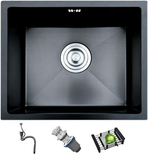 Fregadero Simple de Borde Estrecho Fregadero de Cocina de Acero Inoxidable Fregadero pequeño para el hogar Fregadero Hecho a Mano Nano 304 para Barra casera (Color: A, Tamaño: 45 *