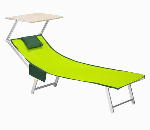 o-day Telo Mare Microfibra Deluxe con Tasche Laterali e Cuscino Gonfiabile Asciugamano Microfibra con Ganci per il Massimo Relax Estivo Telo da Mare 190x70cm (05-Verde)