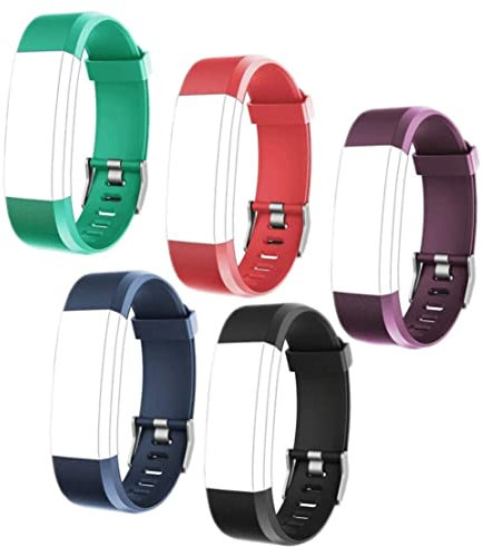 Watch Straps Replacement 5pcs/set Adjustable ID115Plus HR Smartband Straps for Fitness Tracker Smart Watch (Black, Red, Blue, Green, Purple)