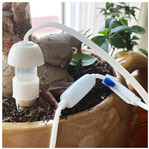 HBDSMLPL Riego por Goteo para Macetas Automatico, Flujo Ajustable, Sistema De Riego por Goteo Flores, Plantas, Bonsai, Interior Exterior,4Pack