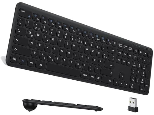 OMOTON Tastatur Kabellos, 2.4GHz Wireless Tastaturen für Windows 11/10/8/7/XP, Kompatibel mit PC, Computer
