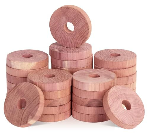 24Pcs Cedar Blocks, Natural Cedar Wood Moth Repellent, Aromatic Cedar Natural Refresher, Moth Wood Cedar Rings Balls for Clothes Drawers Storage Boxes Wardrobes, Cedar Chip for Clothes Protection