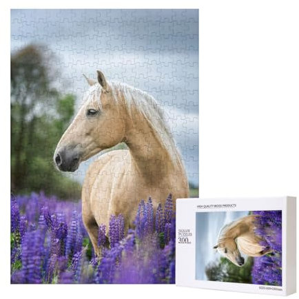 Schönes Palomino Pferd Lavendel, Puzzle 300 Teile Holzpuzzle Spielzeug Familienspiel Wanddekoration für Erwachsene Teenager