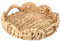 BSTKEY Natural Water Hyacinth Serving Tray Scalloped Basket Tray, Round Hand-woven Storage Tray with Handle Decorative Scalloped Edge Organizer Tray Countertop Basket for Home Office (Size S)