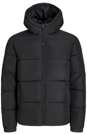 JJ REBEL Men's Jrebrebel Logo Puffer Hood, Black, S, Black, S