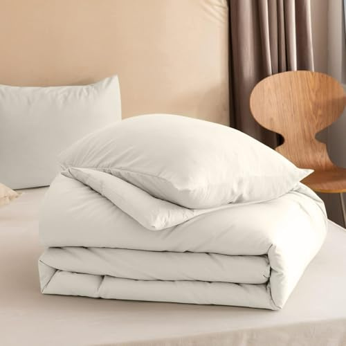 Sleeptime Bettdecke - Beige - 140 x 200 - Waschbare Bettdecke - Mit Kissenbezug - 4 Jahreszeiten