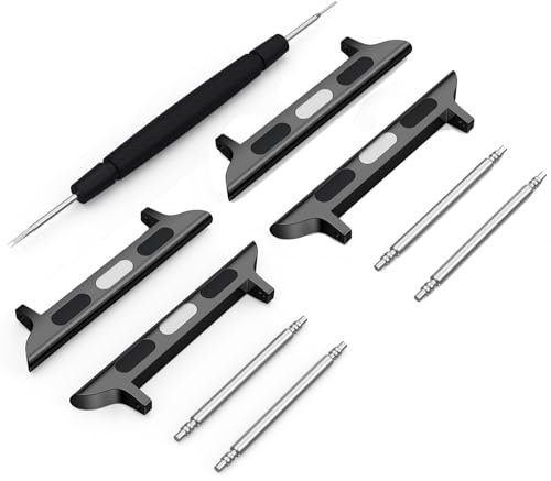 Spring Bar Apple Watch Adapter Connector for Apple Watch, Stainless Steel Connector Replaceable Metal Connection Adapter with Replacement Tool for Apple Watch Bands (Straps 20mm-22mm) (2 pairs