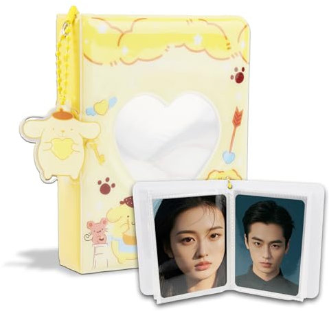 Kpop Photocard Binder, 3 Zoll Kpop Photocard Holder 40 Taschen Mini Fotoalbum Cartoon Fotokartenhalter Photo Card Album Portable Kpop Binder Fotokarten Album Kpop Mit Süße Anhänger fur Fotosammlung
