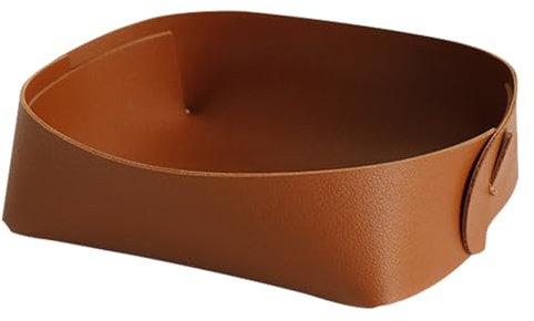 Valet Tray Desktop Storage Organizer,PU Leather Catchall Tray,Entryway Catchall Bowl,Nightstand Caddy Holder for Remote Controller, Keys, Phone, Wallet, Coin/7 x 6 x 2.4