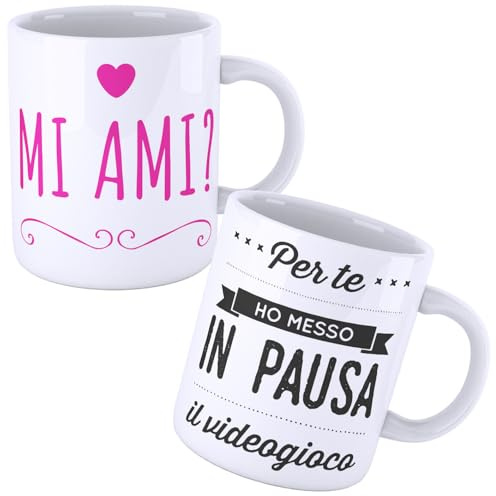 iMage Tazze coppia mug innamorati divertenti amore per te videogioco in pausa - colazione vita quotidiana