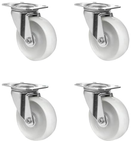 Abrollwerk Rollensatz – 4 Lenkrollen 100 mm, Polyamid, Transportrollen mit Rollenlager, Traglast 450 kg, Schwerlastrollen für Metzgerei, Bäckerei & Industrie (4er-Set)