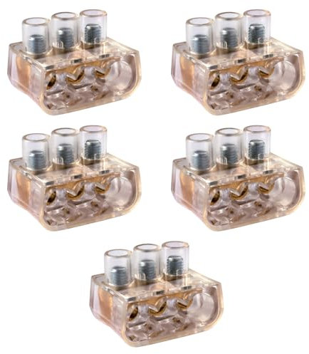 5 Morsetti forbox triplo, tripolare, sezione 3x 6mm² 6mmq, 3 poli, 3 fori, morsetto per cablaggio forbox, campanelle, in policarbonato e ottone, per scatole di derivazione, 500V 125A