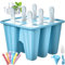 Moule à glace en silicone bleu à 6 cavités, Boules à Glaces sans BPA, Moules à Popsicle en Silicone Créatifs Fait Maison, Moule Glacon avec Brosses et Entonnoirs Pliants (LAN-6)