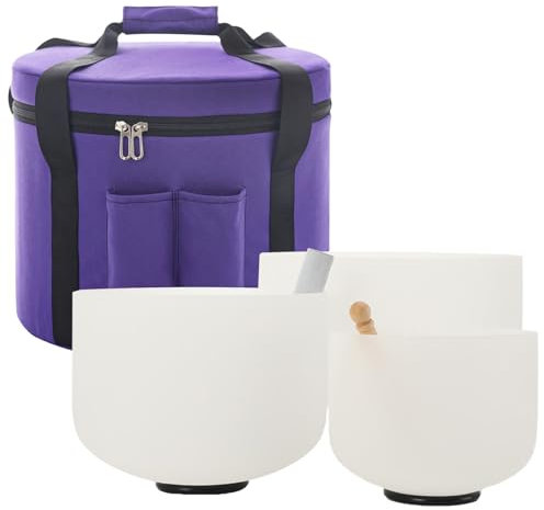 NICCOO Set of 3 PCS Crystal Singing Bowls Sound Healing Meditation 8/10/12 inch Random Note Heart Chakra Clear Quartz Gift for Prayer Yoga Relaxation With Carrying Case
