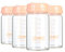 Glass Breastmilk Storage Bottles 4 Packs 6.oz 180ml Wide Neck Bottles with Screw Ring Sealing Disk BPA-Free Breastfeeding Milk Collection Fits Breast Pumps & Nipples(4 Pink Lids)