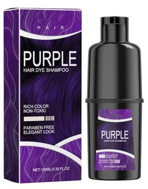 Hair Dye Shampoo, Natürliches Haarfärbeshampoo, Hair Color Shampoo für Männer Frauen, Grauhaarabdeckung, Haar Färbung Conditioner (Lila)