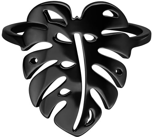 Wildcat Ring - Monstera Leaf Ring - wasserfest, langlebig, hautverträglich, Schwarz