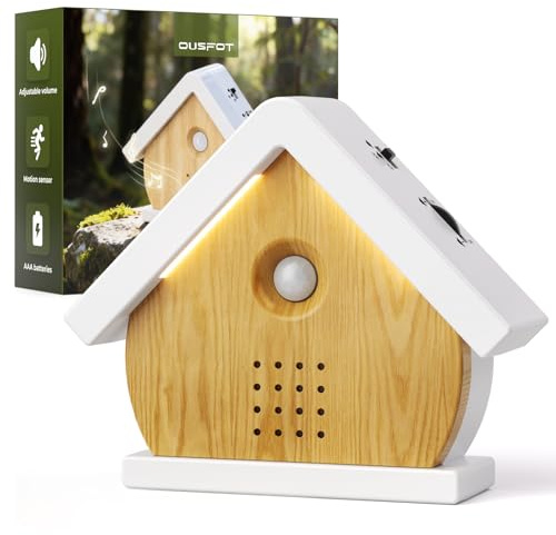 OUSFOT Vogelgezwitscher Box mit Bewegungssensor 9 Entspannung Musiktitel | Naturgeräusche Box Timerfunktion, Vogelgezwitscher Bewegungsmelder mit Wandhalterung, für Schlaf, Wohn, Badezimmer