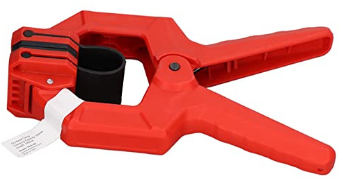 Omquot Federklemme aus Robustem Kunststoff, Einfache Bedienung für Holzbearbeitung und Kunsthandwerk, Rot, Schwarz, 1 Stk