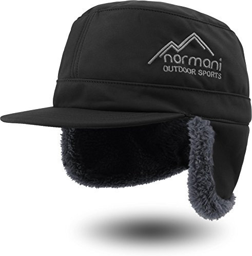 normani Kinder Wintermütze mit Ohrenschutz und Fleece-Innenfutter Farbe Schwarz Größe 49