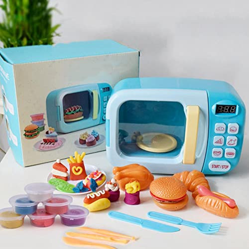 Coolbitz Kids Pretend Play Kitchen Appliance Toy Real Function Battery Operated Microwave Oven and Food Kitchen Role Play Toy