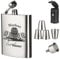 polar-effekt 7-TLG. Edelstahl Flachmann Geschenk-Set mit Personalisierte Gravur - Schnapsflasche 195ml mit Trichter und 4 Becher - Geschenkidee für Männer - Motiv Whiskyfass