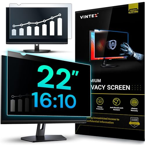 VINTEZ 22 Inch 16:10 Privacy Screen for Computer Monitor and Laptop - Anti Glare Protector Film Blue Light Filter Eye Protection - Computer Screen Privacy Shield, [1 Pack]