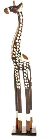 Ciffre 150cm Holz Giraffe Holzgiraffe Deko Afrikanischer Stil im Antik Look Handarbeit aus Bali + Glücksbringer Armband