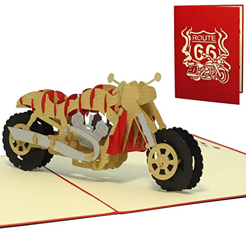 LINPopUp®, LIN17486, POP UP 3D Karte Motorrad, Geburtstagskarte Grußkarten 3D Klappkarte Gutschein Motorrad, N160