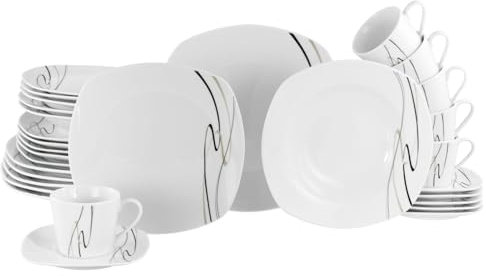 CreaTable, 19507, Serie Amelie Piazza, 30-teiliges Geschirrset, Kombiservice aus Porzellan, spülmaschinen- und mikrowellengeeignet, Qualitätsproduktion