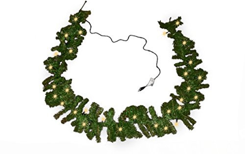 Helmecke & Hoffmann * Große künstliche Tannen-Girlande mit Lichterkette | 35 Lampen | mit Ersatzbirne | 200 Baumspitzen | Weihnachten Advent Dekoration Weihnachtsgirlande | Länge: ca. 2,7 m