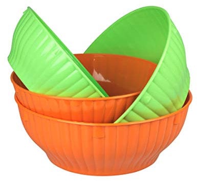 Set 4 Insalatiere in Plastica Modello Trento. Made in Italy. Perfette in Cucina e Campeggio.