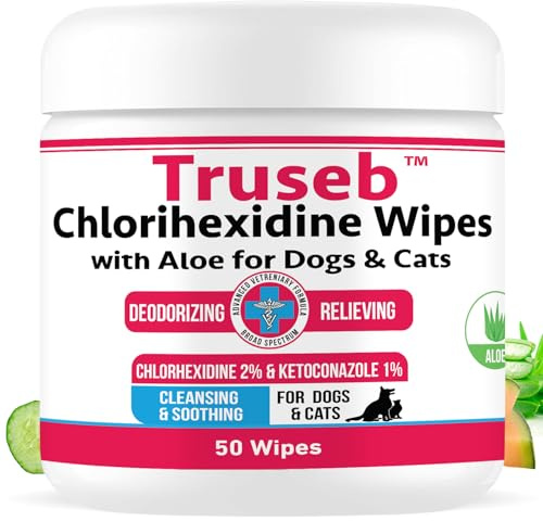 FENRIR Truseb | #1 Chlorhexidine Wipes with Ketoconazole and Aloe for Dogs, Cats and Horses Antifungal & Antiseptic Medicated 50