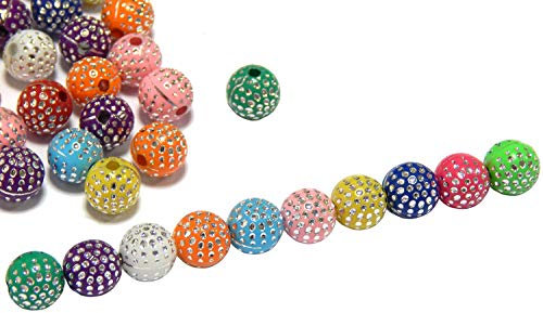 Perlin - 200Stk Kunststoffperlen Rund 8mm Strasss Effekt Luxus Glitzer Perlen Bunt Mix Dekoperlen Acryl Weihnachten Perlen Set R274 x2