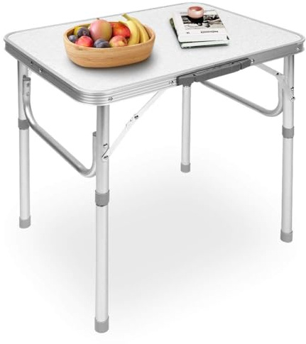 Ejoyous Campingtisch klappbarer Alutisch, Klapptisch Gartentisch Beistelltisch Arbeitstisch Balkontisch Reisetisch Falttisch Picknicktisch Aluminiumtisch höhenverstellbar 45x60x25-56cm
