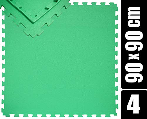 EYEPOWER Tapis d'entraînement XL 180 x 180 cm avec Bordure Lot de 4 Tapis de Gymnastique 90 x 90 cm Tapis de Sol Puzzle 12 mm