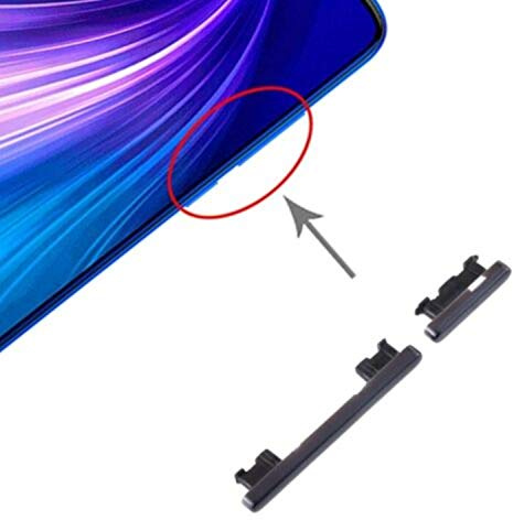 KIT TASTI ESTERNI LATERALI compatibile per XIAOMI REDMI NOTE 8 PRO (6.53) TASTINO ACCENSIONE power ON OFF + PULSANTE controllo VOLUME side keys (Nero)