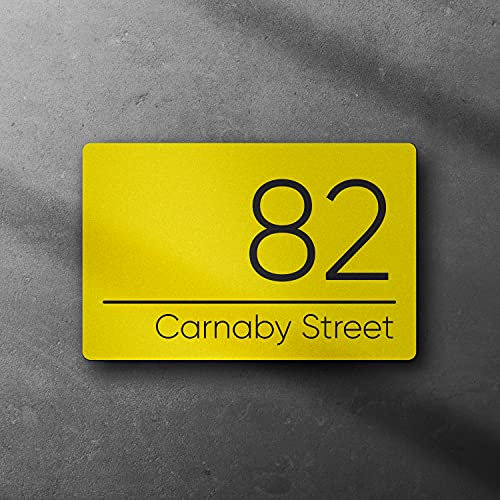 Personalised Contemporary Floating Composite Aluminium Metal House Sign | Modern Door Number Plaque | Address Sign | 200mm x 130mm (Colour Background)