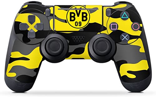 DeinDesign Skin kompatibel mit Sony Playstation 4 Slim Controller Folie Sticker BVB Borussia Dortmund Fanartikel