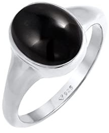 Elli Ring Damen Siegel Oval mit Onyx Edelstein in 925 Sterling Silber Vergoldet
