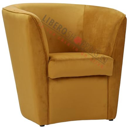 Liberoshopping Sessel für Schlafzimmer aus Samt und Gestell aus Holz (Grau) (senfgelb)