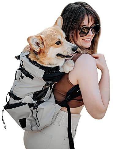 Galatée Hundetragerucksack, Tragbarer Verstellbarer Hunderucksack, Belüfteter Haustiertragerucksack, Haustierrucksack Zum Wandern Im Freien Wandern Bergsteigen Reisen(L, Grau)