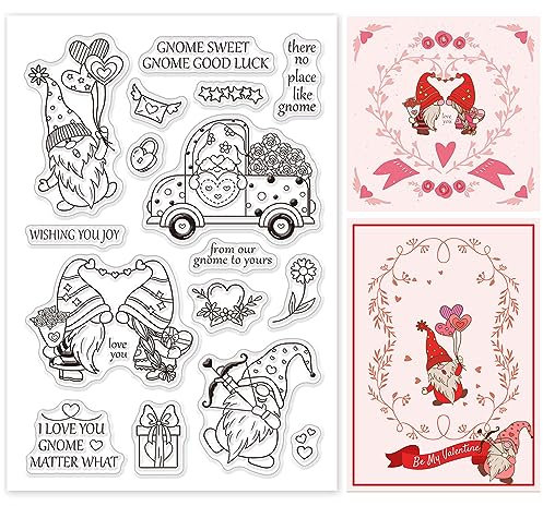 GLOBLELAND Frühlingsthema Silikonstempel Gnome Klare Stempel Zwerg Transparente Stempel Clear Stamps Gnome für Kartenherstellung und DIY Scrapbooking Dekor