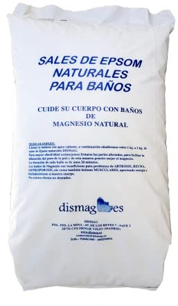 Dismag Sales De Epsom Naturales 10KG - Sulfato de magnesio - Sal de Baño Y Cuidado Personal- Relajante y Desintoxicante - Tratamiento corporal (10 KG)
