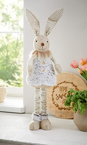 Dekoleidenschaft Hasenfigur Langohr mit ausziehbaren Beinen, 54 cm hoch, Dekofigur, Osterdeko