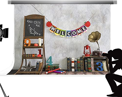Kate Backdrop 6.5x6.5ft/2x2m Tafel Klassenzimmer Dekorationen für Fotografie Schreibwaren Bücher Fotoshooting Backdrops Campus Familie Party Microfiber Portrait Studio Requisiten